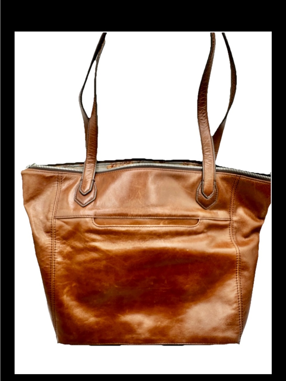 HOBO Charlie Convertible Woman's Leather Large Tote Shoulder Bag in Brown Cognac